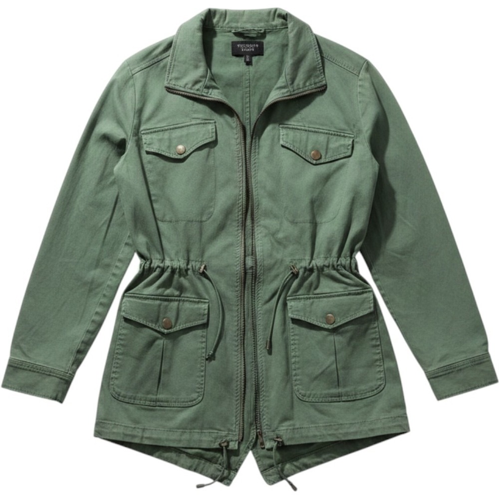 Y2K Victorias‎ Secret Olive Green Utility Anorak Jacket L Full Zip Drawstring L